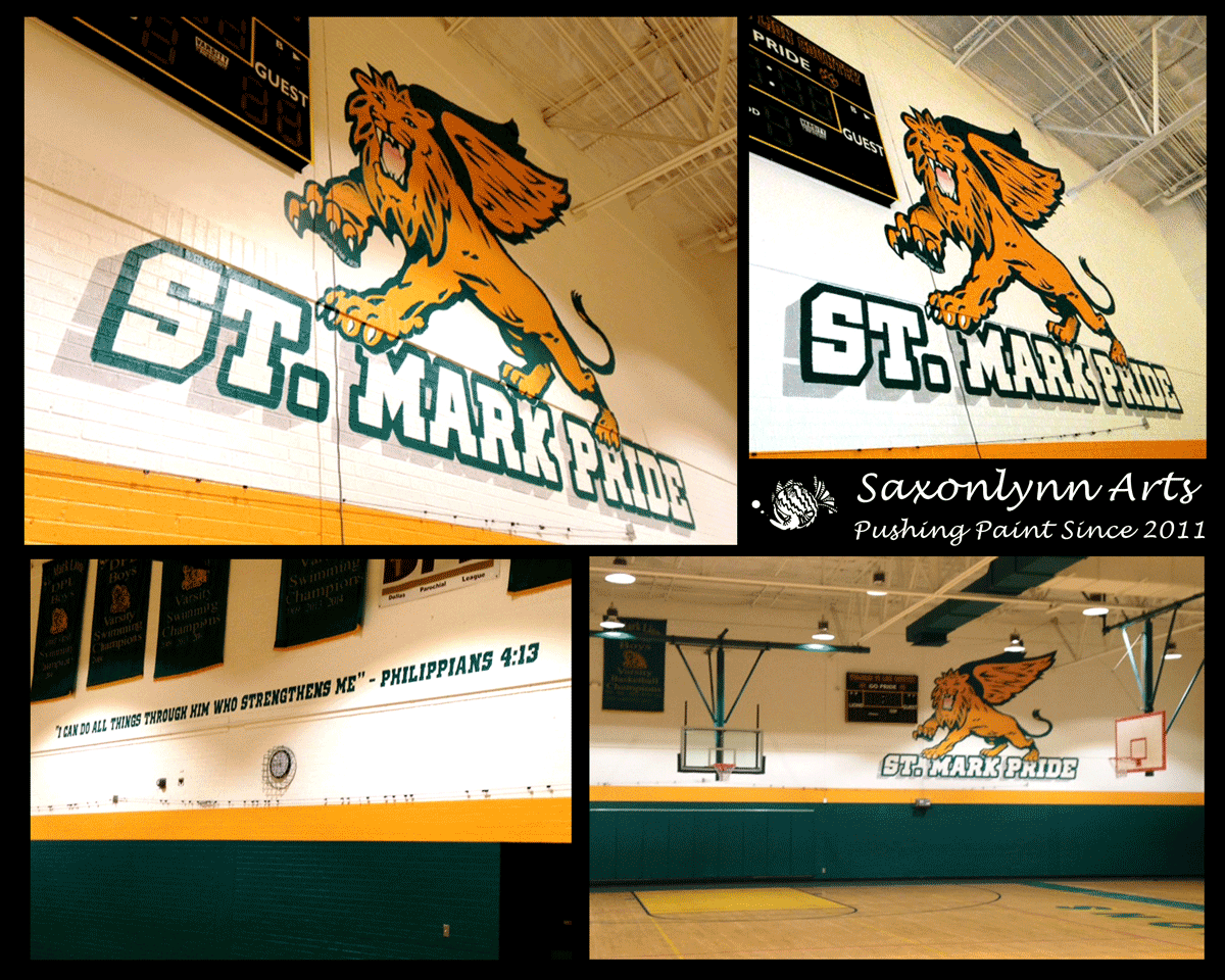 Gym walls  School Logo Mascot mural Plano Texas