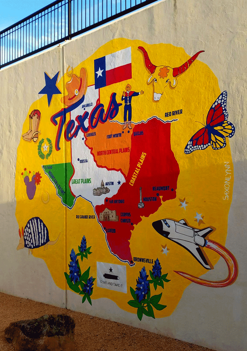 Texas Themed Mural Castle Hills Elementary School Dallas TX