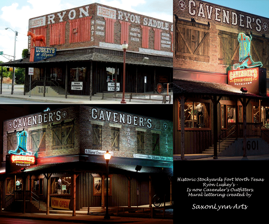 Historic Stockyards Mural for Cavender's Outfitters Fort Worth Texas. Formally Ryon Luskeys