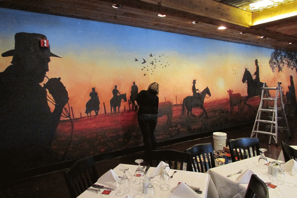 Western Restaurant Mural Arlington Tx