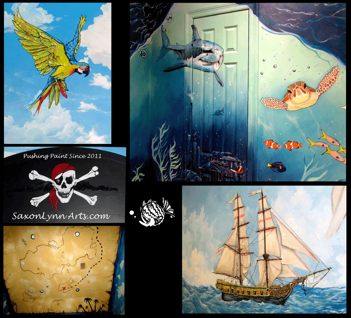 Sea Life, Waves & Goonies, Part of Our Pirate Mural Dallas Texas