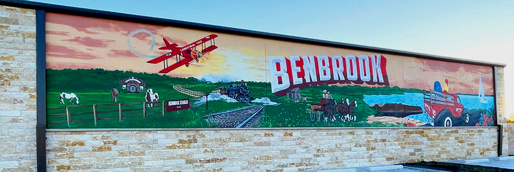 Benbrook Postcard Mural Texas Russell Feed Store