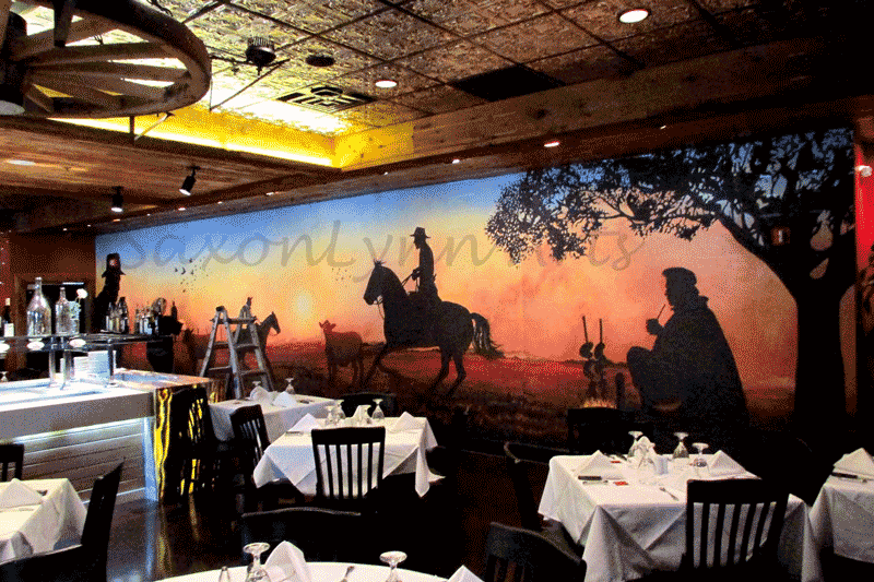 Huge Interior Mural Painted on Canvas and hung like wall paper