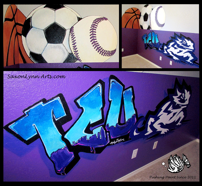 TCU Graffiti Style Sports Mural Fort Worth Texas