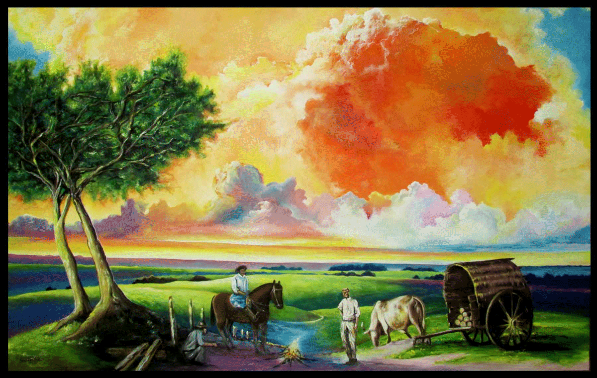 Brazilian Cattle Drive Painting Arlington Texas Steakhouse Restaurant