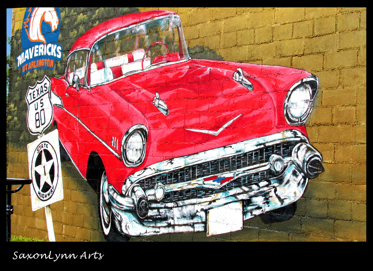 Trompe l'oeil effect 57 Chevrolet in Candy Apple Red