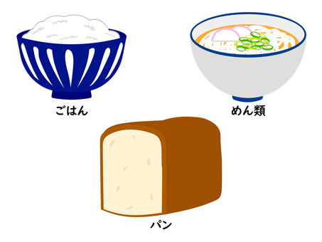 食材ごとの糖質量（ご飯・パン・麺類）