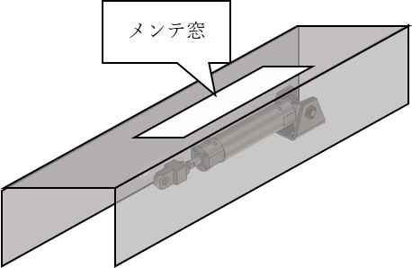 駆動部を安全のためにカバーで覆うとメンテがやりにくくなります。メンテ用の窓を設けましょう。