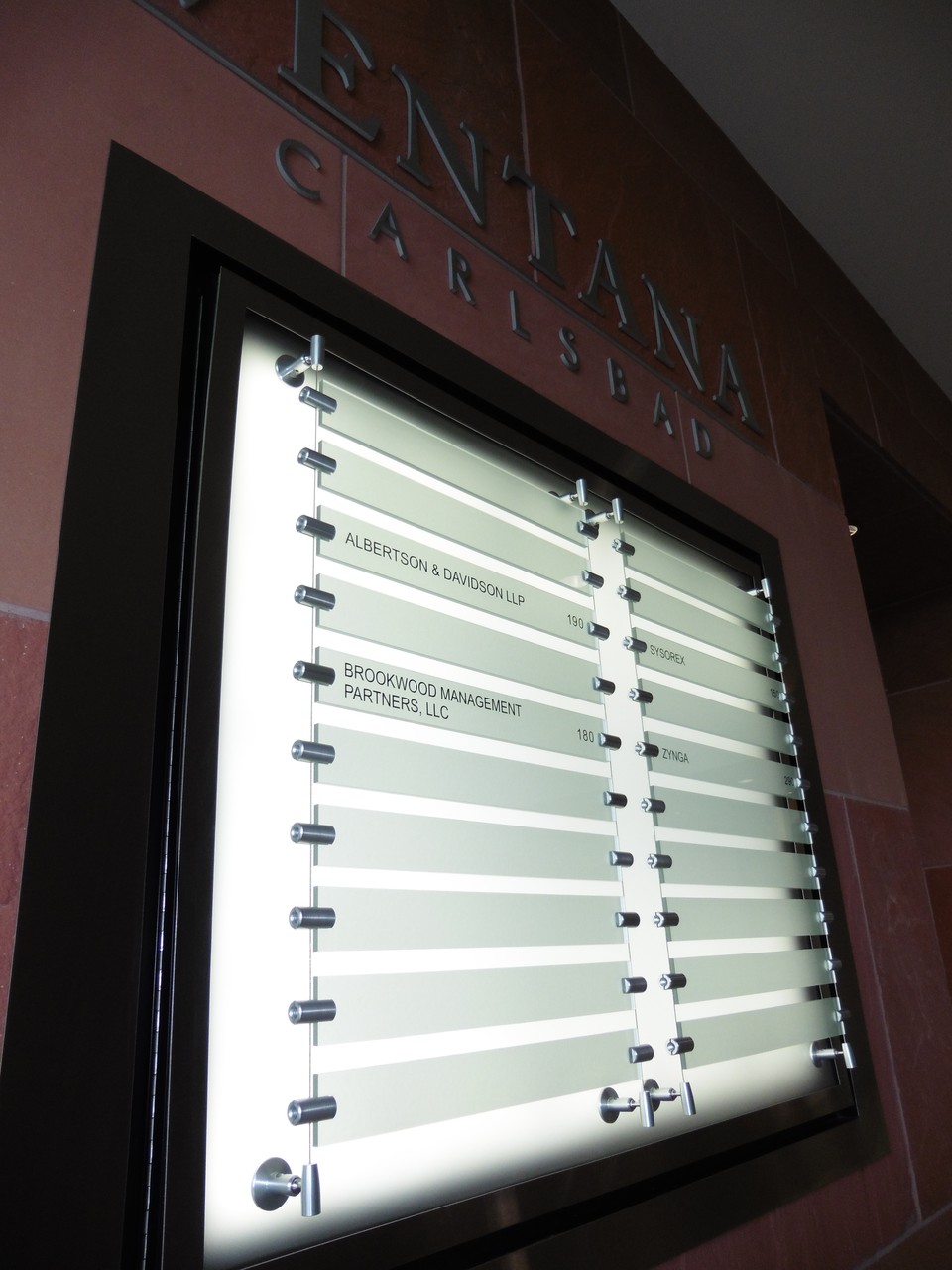 Illuminated Directory with Cable suspended Strips