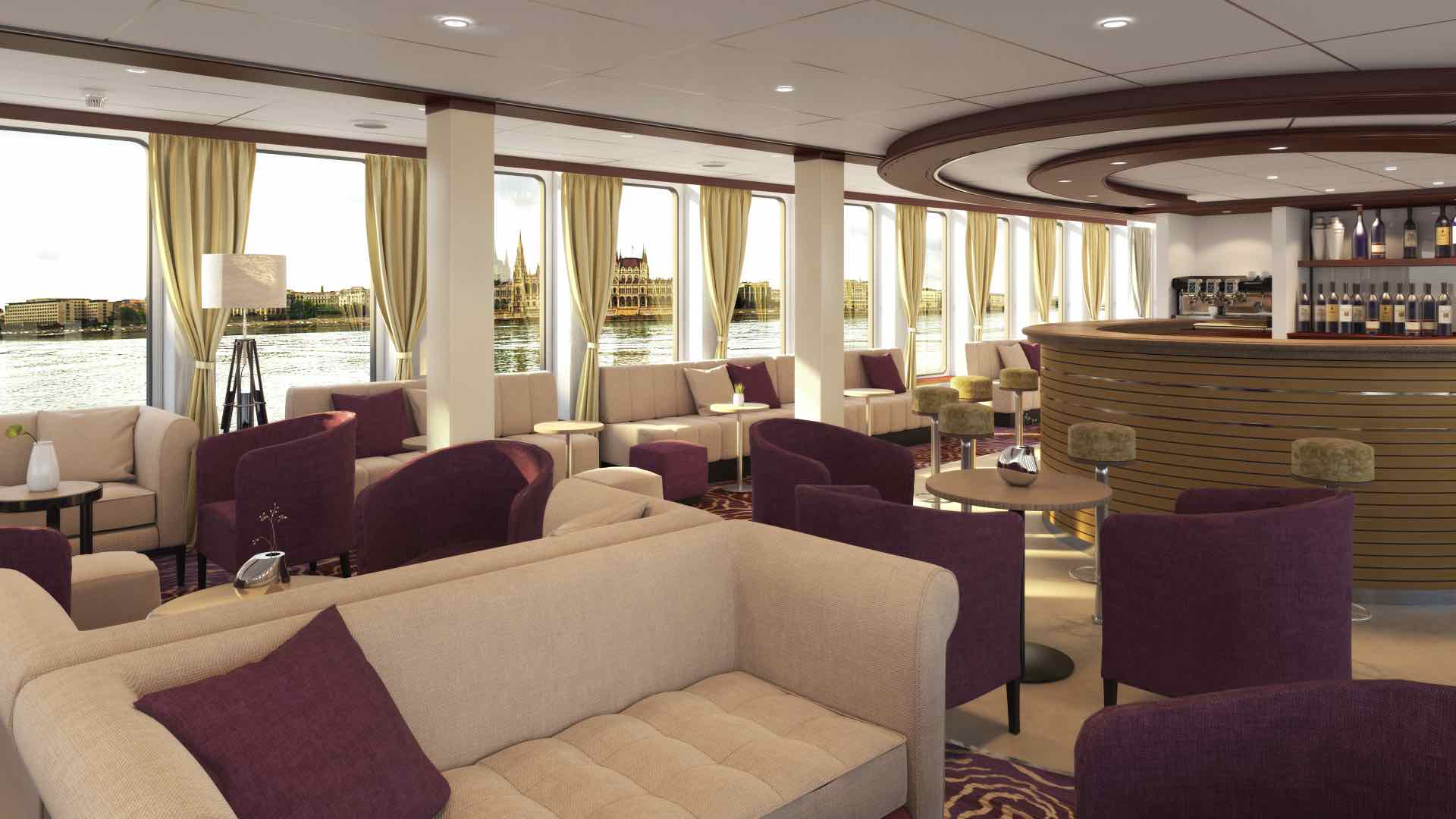 MS Crucebelle Panorama Lounge mit Bar