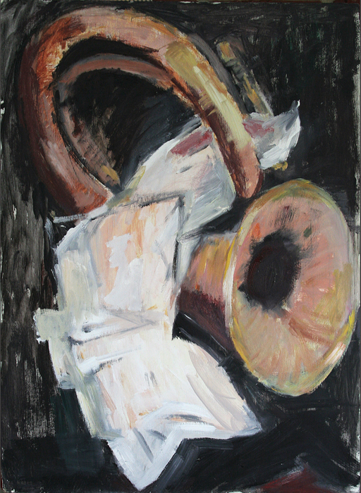 2012 Tuba mit Blätter 60x85 Öl