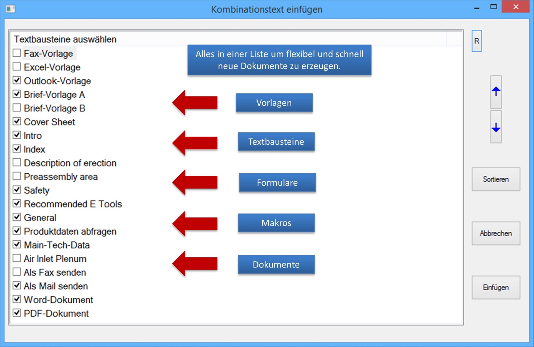 Vorlagenverwaltung Texmanager