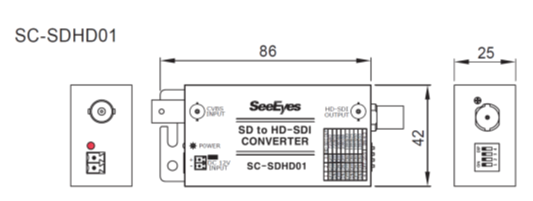 アナログ to HD-SDI 変換コンバーター - 製品図面