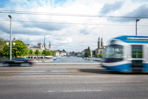 tram in the city of Zurich