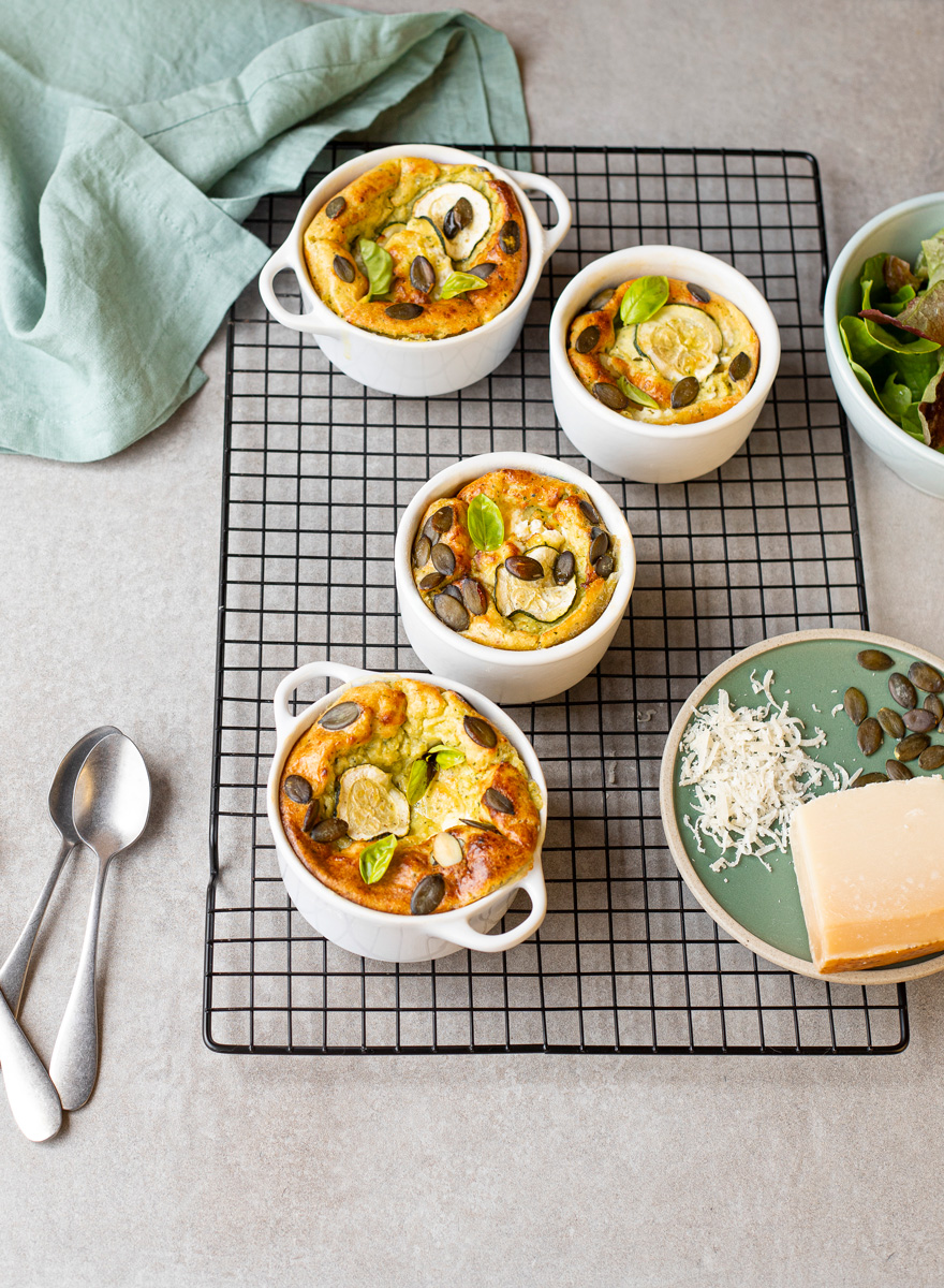 Moelleux aux courgettes, coeur fondant au fromage frais