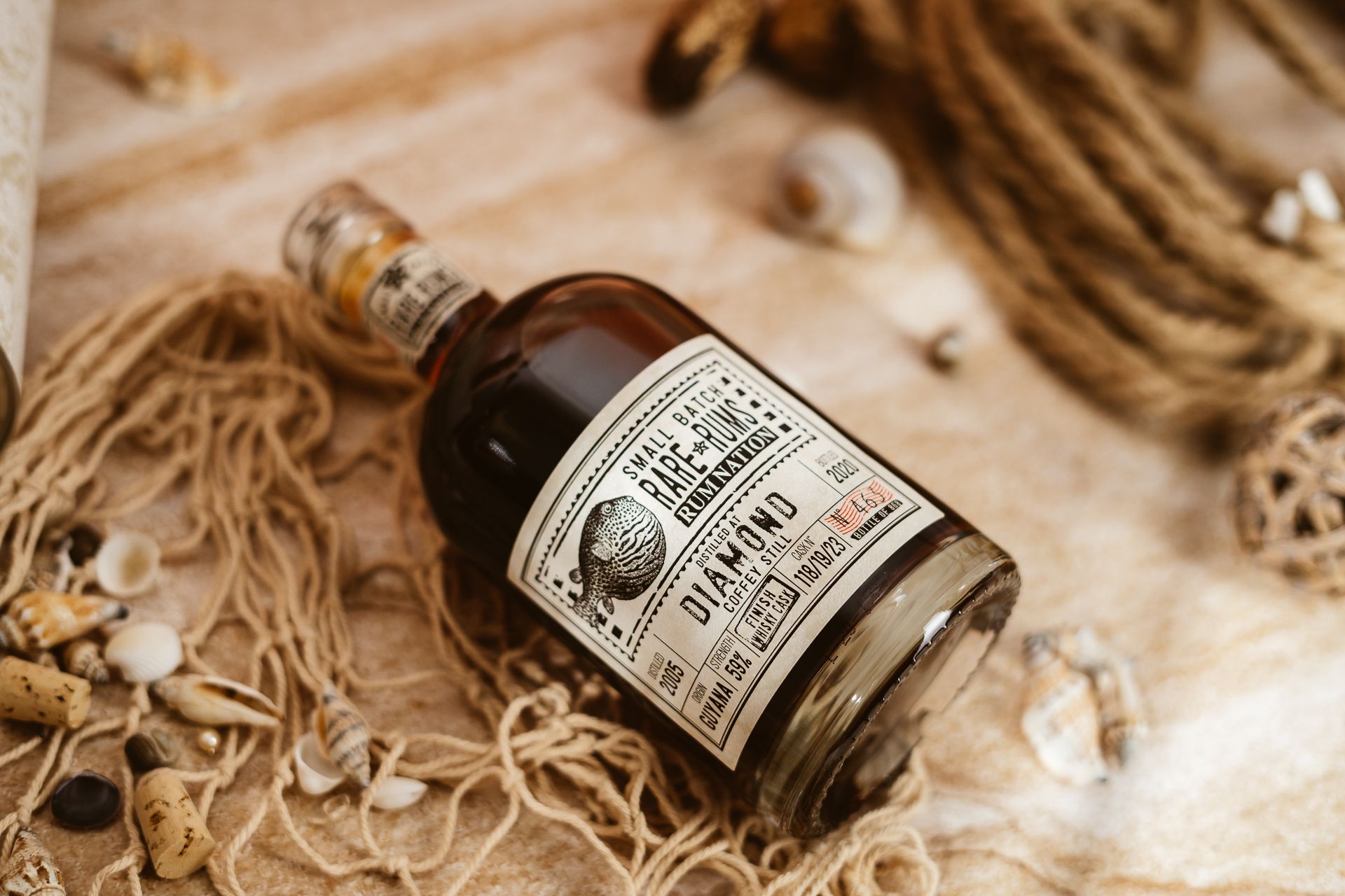 Diamond SV - 15 Jahre - Cask N°: 118/19/23, Casktyp: 2nd Fill Bourbon Casks, 2nd Fill Whisky Casks (Finish) - Whisky Finish - Rum Nation Small Batch Rare Rums - 59% vol.