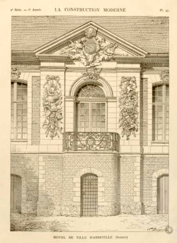 Bâtiment après 1732, au centre fronton et balcon