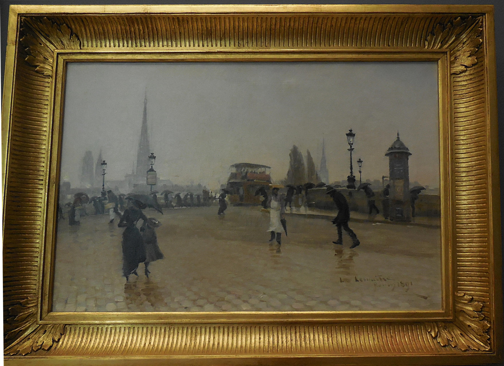 Lemaître Léon Jules, 1850-1905, Le Pont Corneille à Rouen, effet de pluie, 1891