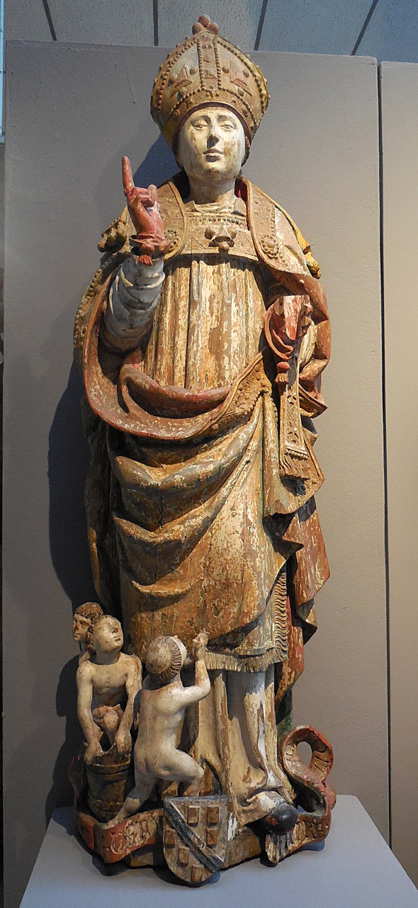 Anonyme, Saint Nicolas, bois polychromé, vers 1500 / Musée Boucher-de-Perthes, Abbeville / photo JH