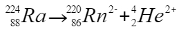 Zerfallsgleichung von Radium zu Radon als Beispiel für Alpha-Strahlung