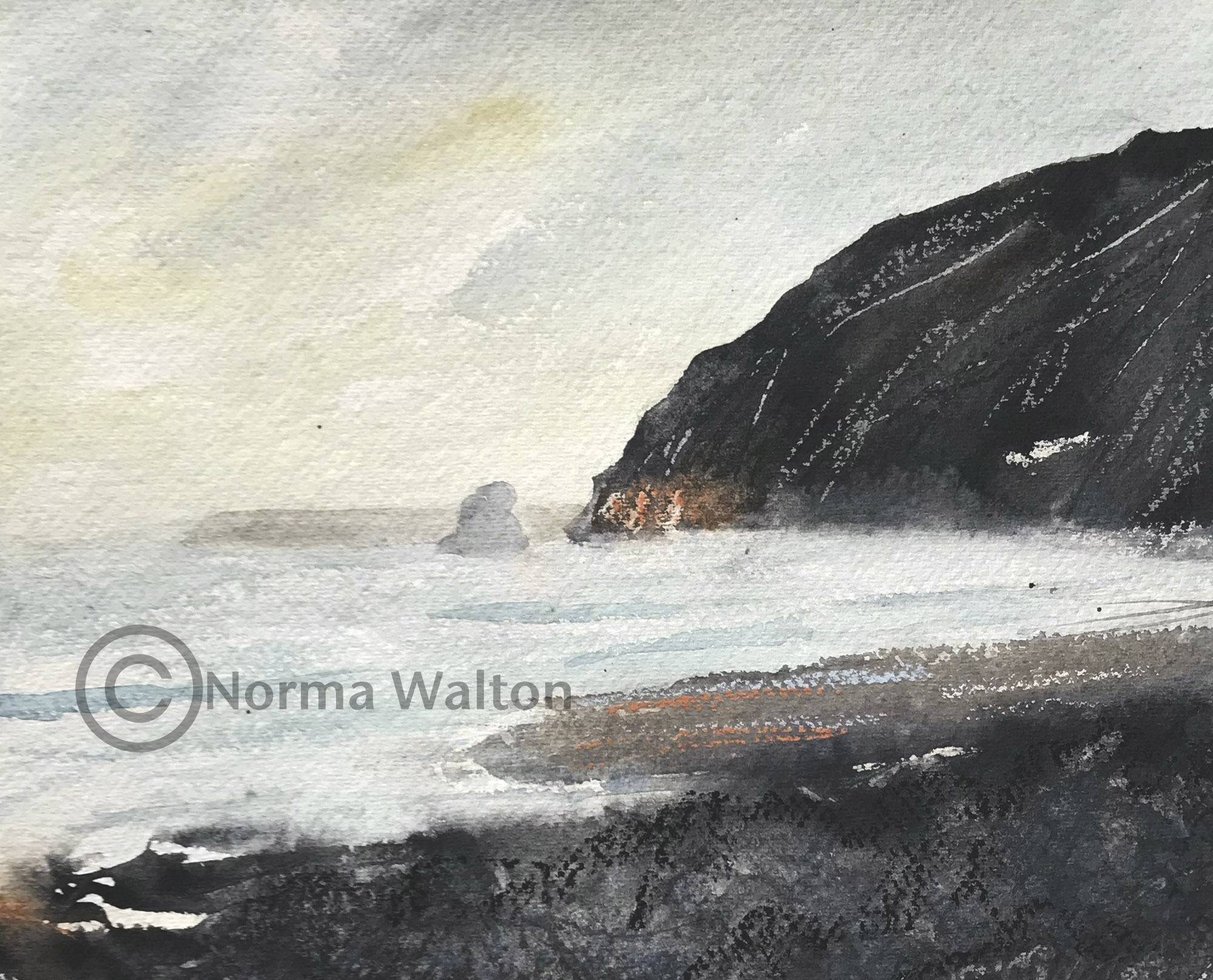 Jacobs Ladder Beach 4 Framed, grey painted wood 12x14in