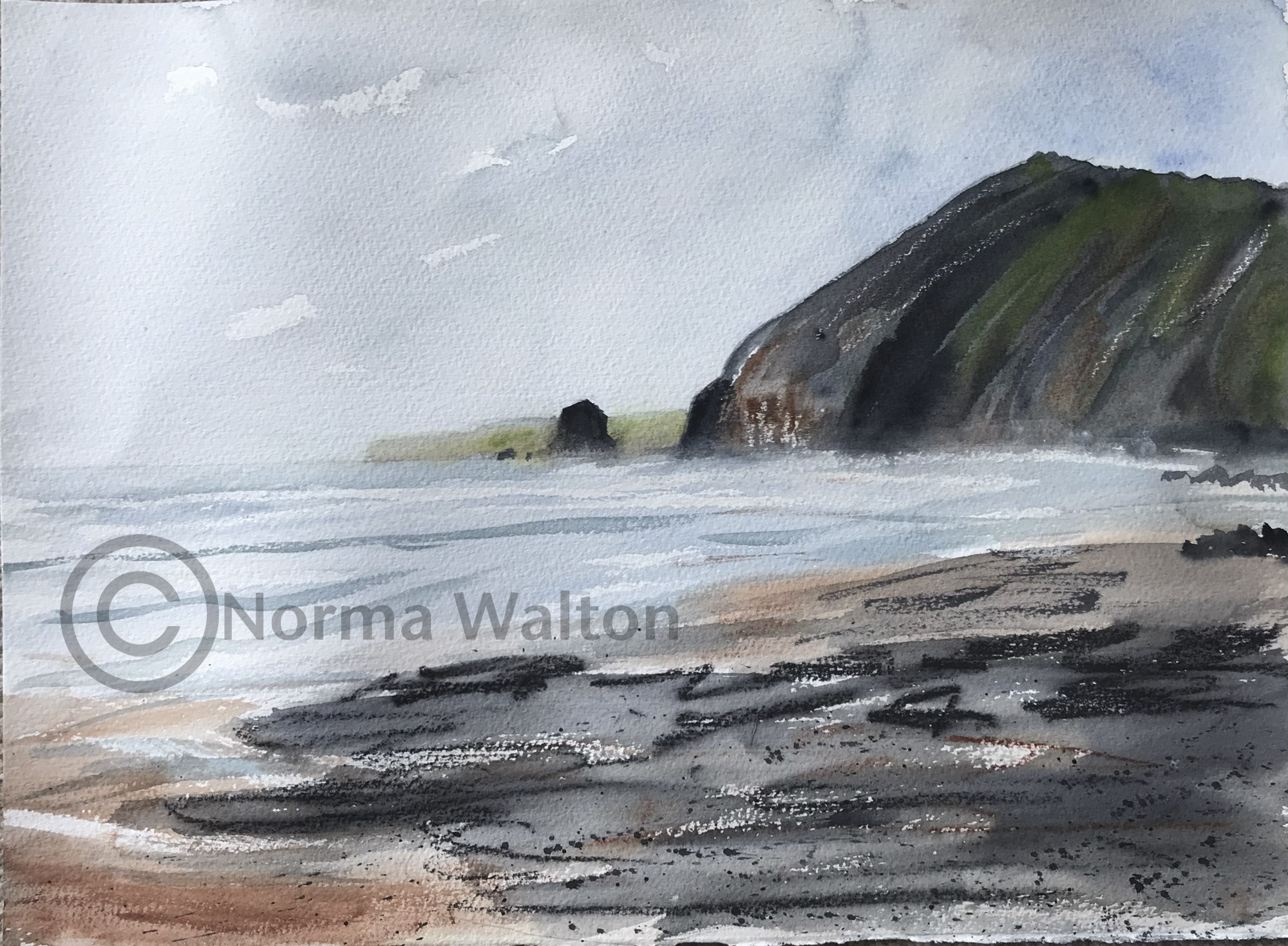 Jacobs Ladder Beach 3 Framed in natural wood 17x13in 