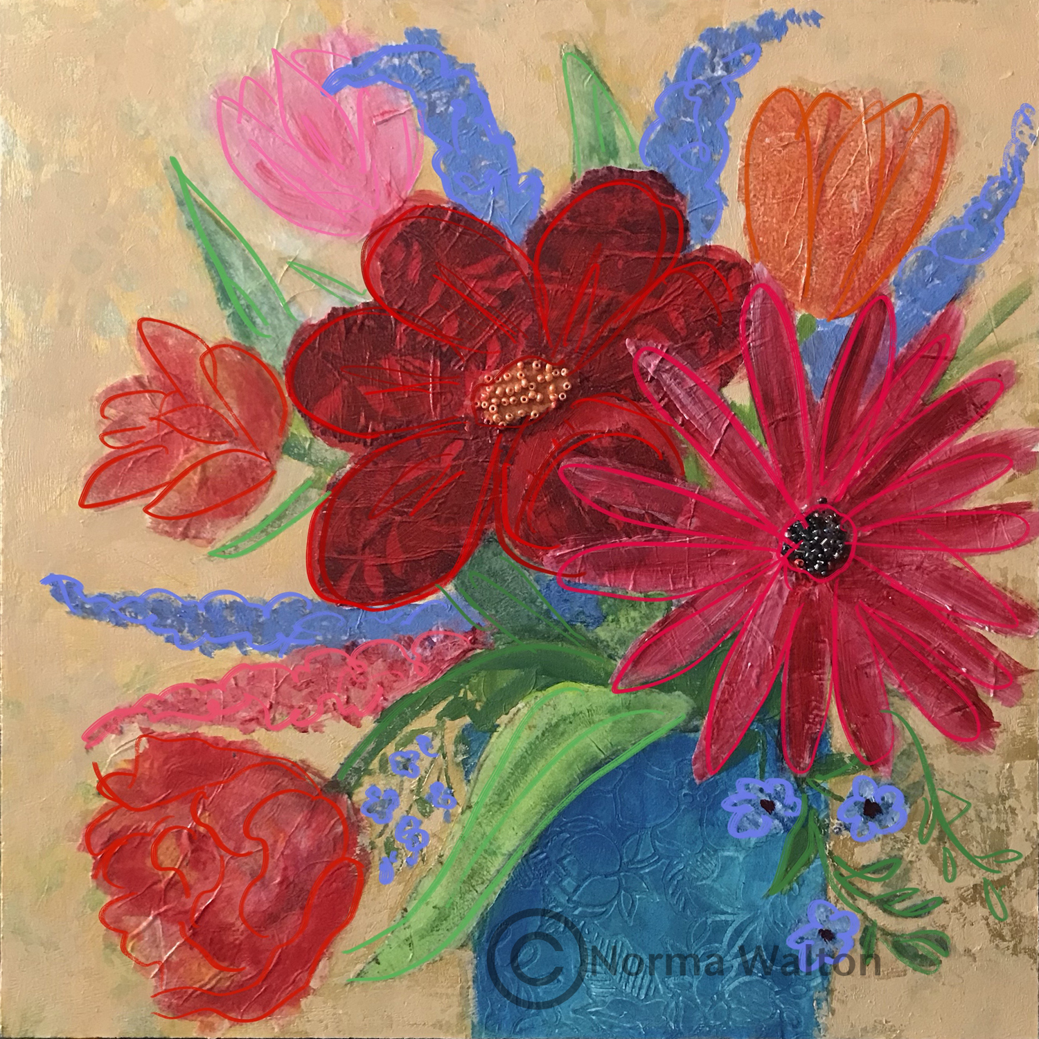 Summer Boquet Mixed Media/Collage