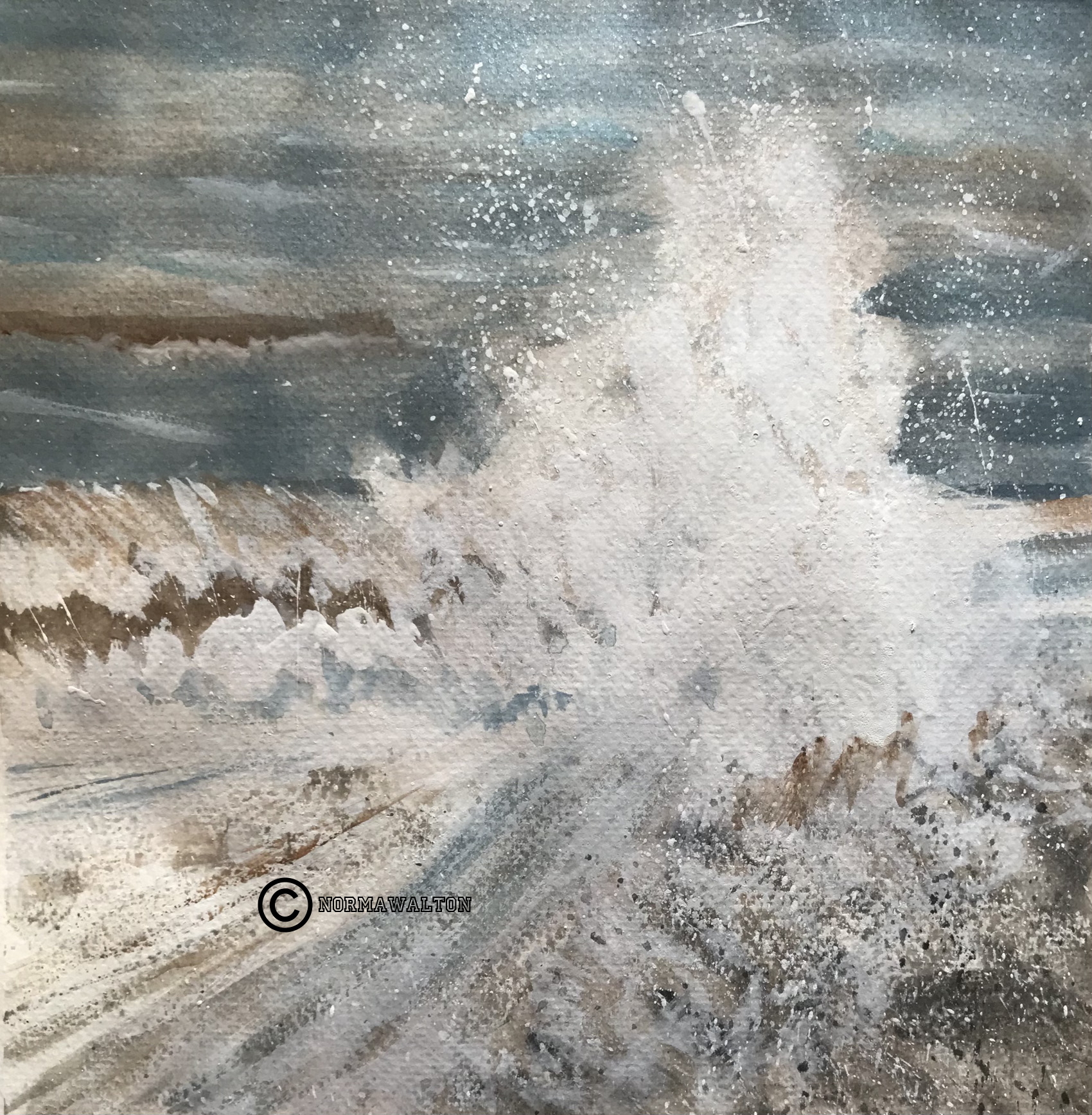 Sidmouth Seaspray 2 8x8in in 12x12in mount