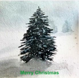 Christmas Tree :message inside Seasons Greetings