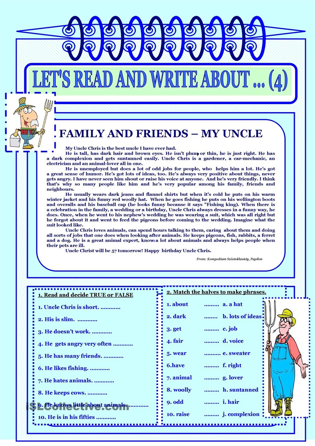 My friends uncle. Worksheet about friends and Family. Uncle Worksheet. Write about my Family.. Family and friends 4 Worksheet.