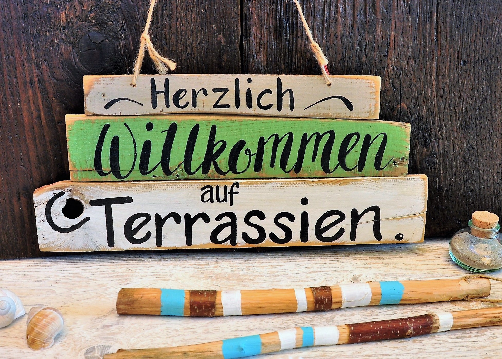 Garten, Balkonen Terassien Spruchschilder, handgemalene Unikat