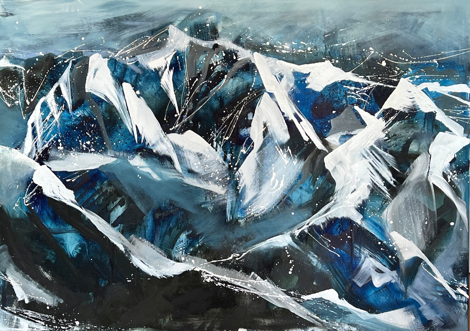 REGINA WUSCHEK - SCHNEE IN DEN BERGEN - ÖL AUF LEINWAND - 100 X 140