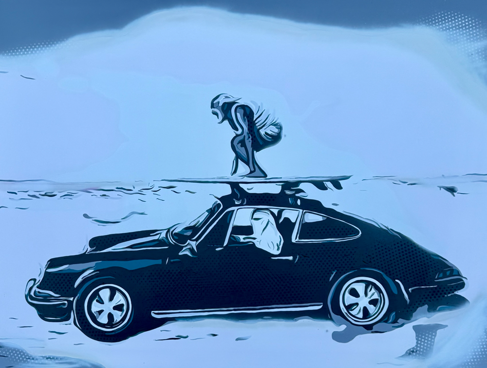 Surfing the 911 Wave (2025) - Acryl on canvas - 200 x 150 cm 