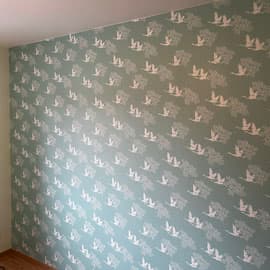 papier peint vert oiseaux par qualideco