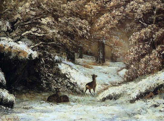 Trois chevreuils l'hiver 