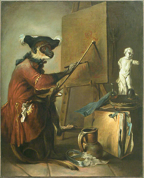 Le singe peintre par Jean-Baptiste Siméon Chardin 