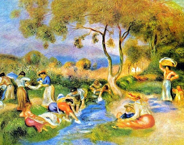 Les lavandières à Cagnes par Auguste Renoir 