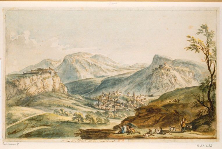 Vue de Salins-les-Bains par le peintre hollandais Van der Meulen