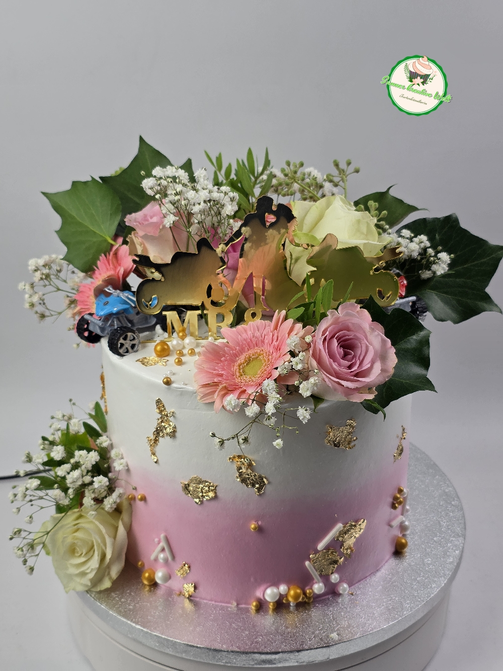 Hochzeitstorte klein mit Blumen 
