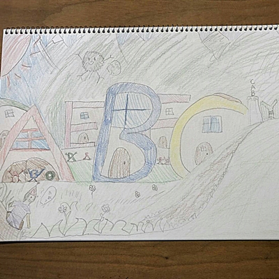 小5の絵:ABCの村