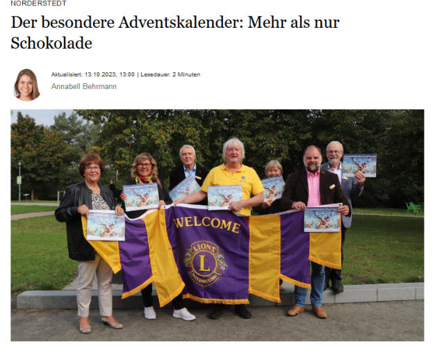 Präsentation der Adventskalender der Clubs Norderstedt und Forst Rantzau