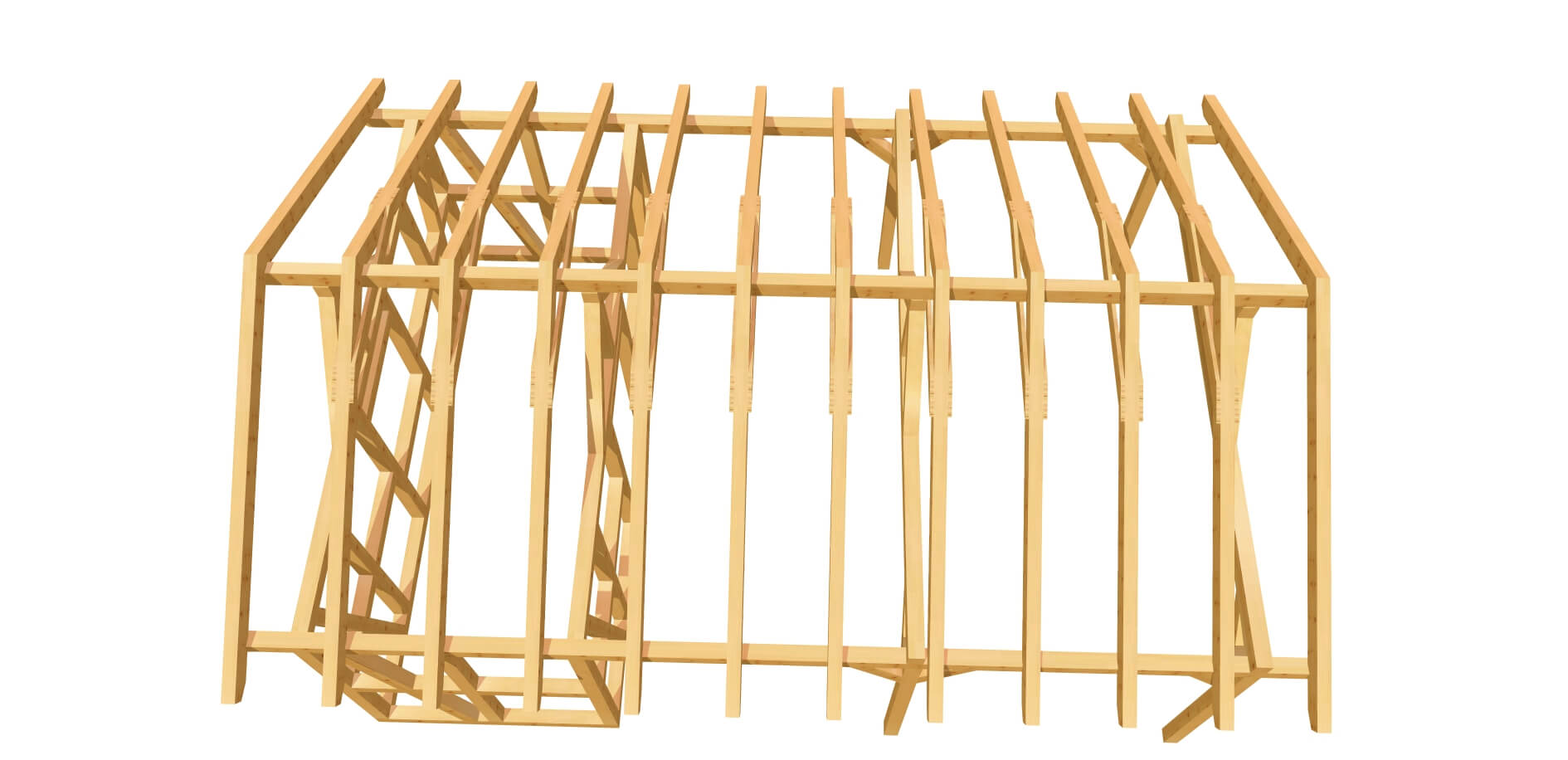 Carport mit Geräteschuppen Satteldach Bauplan 5m x 7m