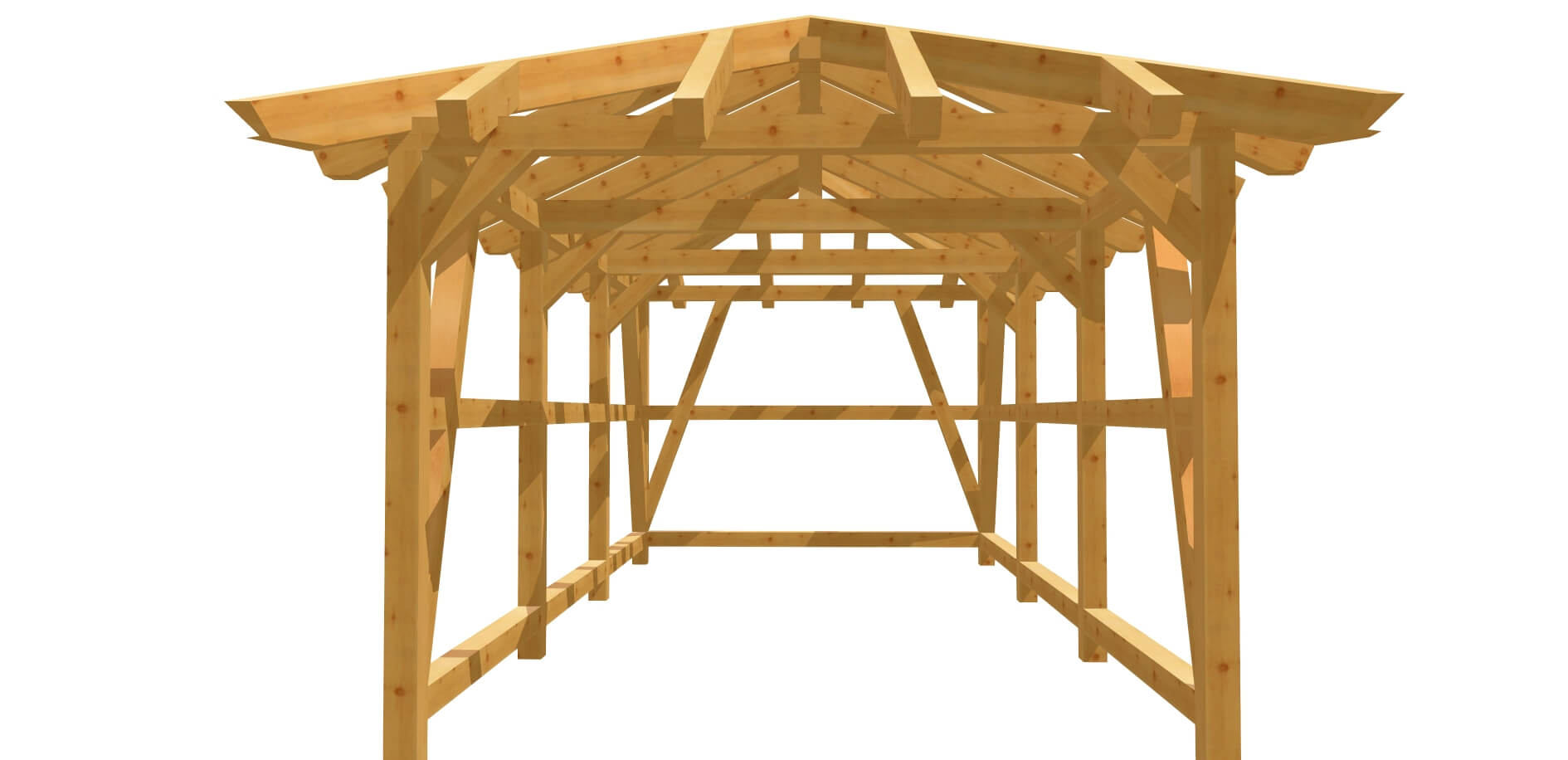 Holz Carport Walmdach Bauplan 3m x 6m Fachwerkkonstruktion
