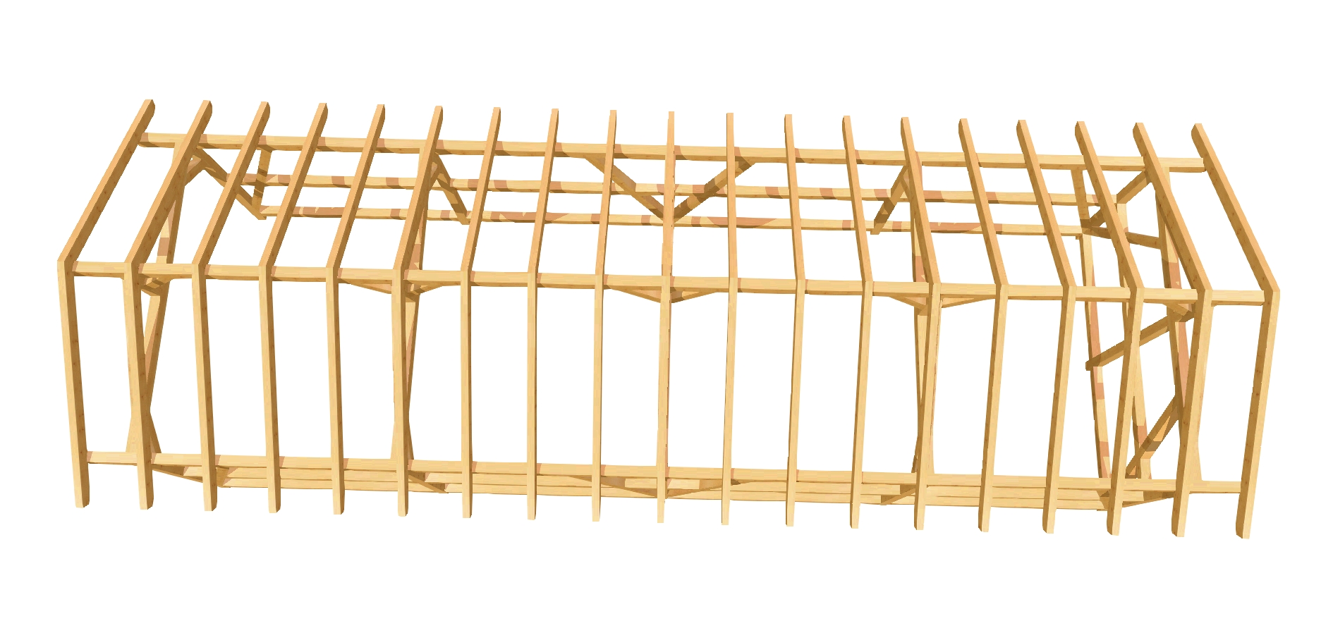 Doppelcarport mit robustem Holzdesign, bietet Platz für mehrere Fahrzeuge und zusätzlichen Stauraum.