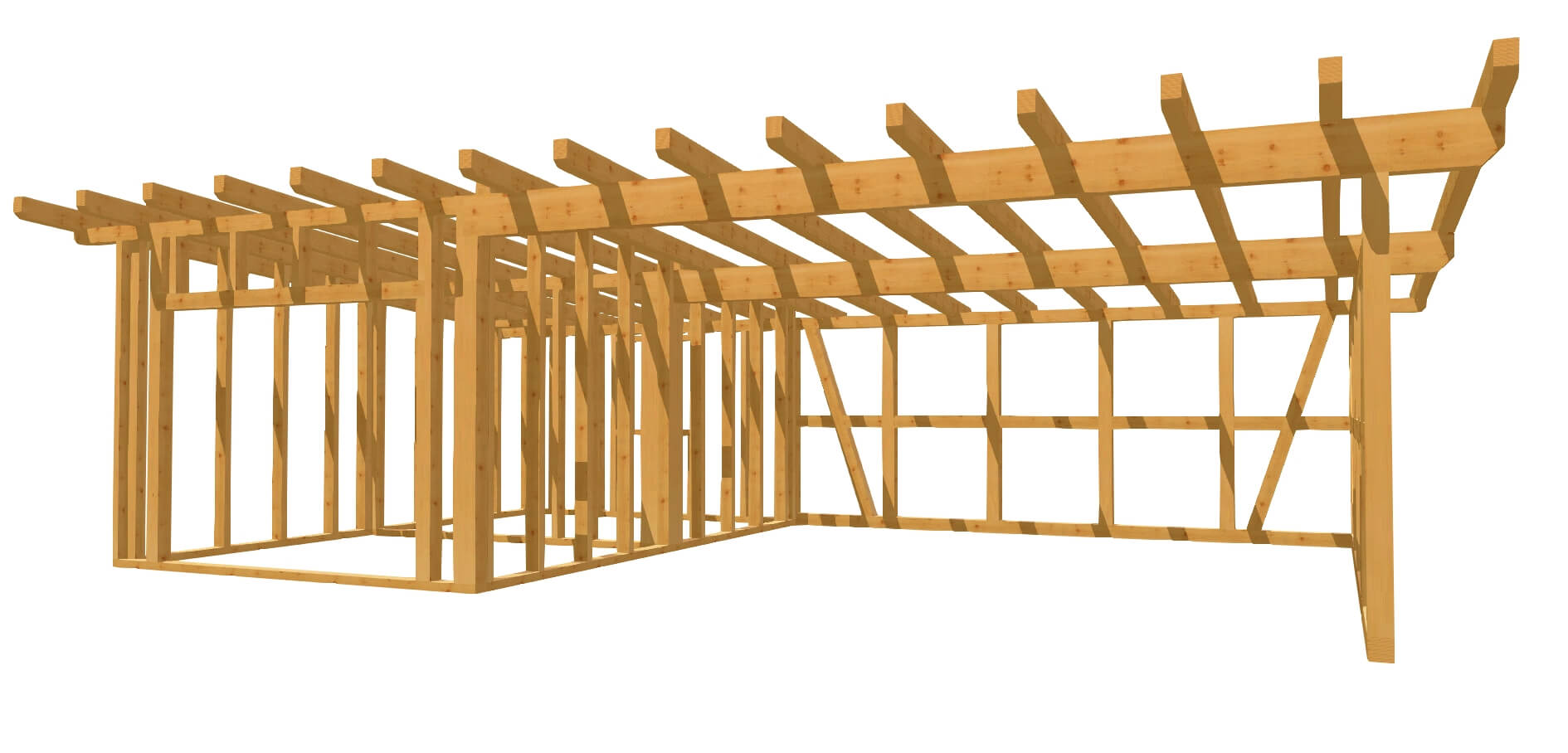 Carport mit Geräteschuppen, selbst gebaut aus Holz. Bauplan. Optimal für Heimwerker.