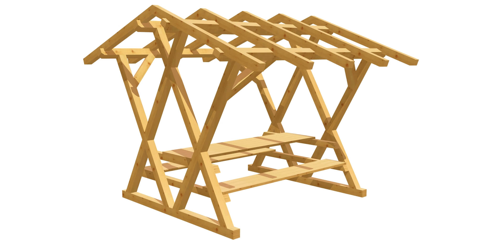 Bauplan Holz-Gartenlaube 2,5m x 2,3m