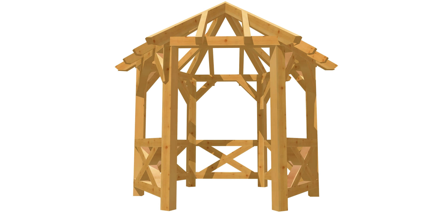 Pavillon 6-Eck Holz selber bauen