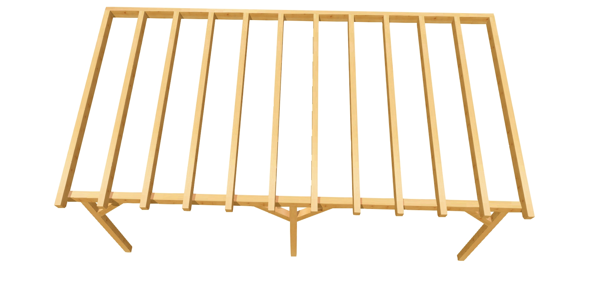Detaillierter Bauplan für die Wand-Pergola 11 mit Pultdach. Mach deine Terrasse wetterfest.