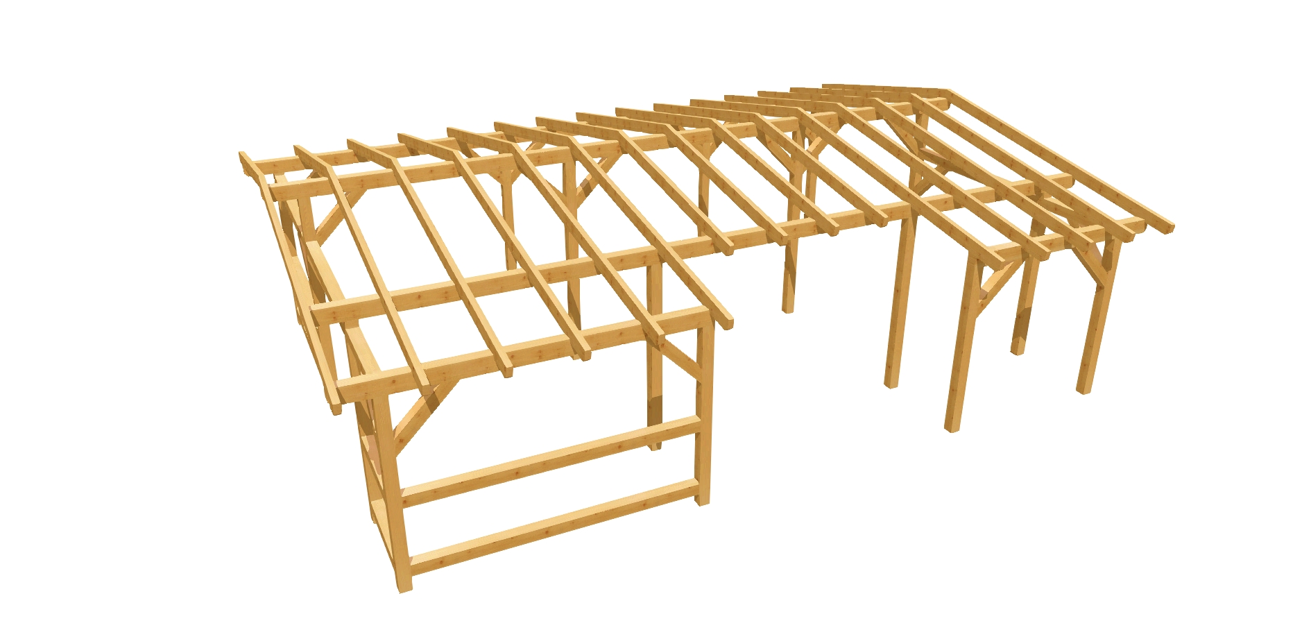 Überdachung 12 mit großem Satteldach – Ideal zum selber bauen.