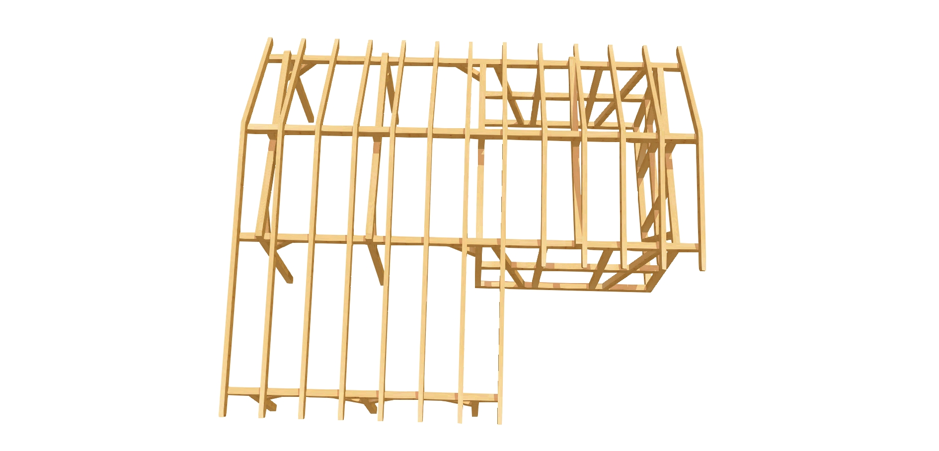 Holzbauplan für Carport mit Schuppen, ideal zum Verstauen von Werkzeugen und Gartenbedarf.